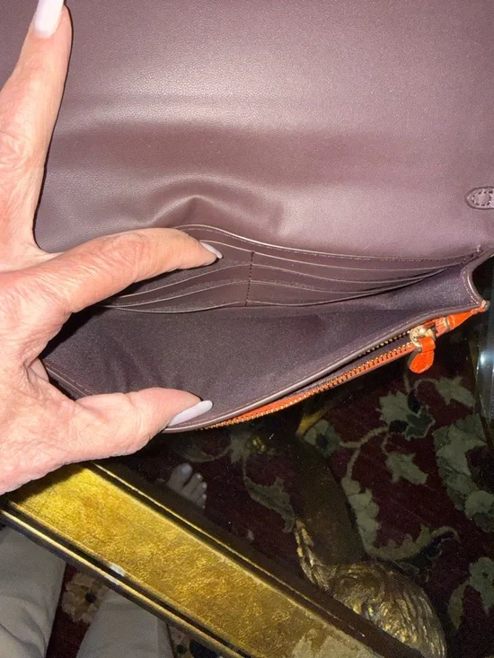 COACH Orange/Red Leather Wallet can be  Crossbody - Picture 5 of 5